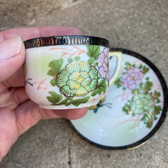 Vintage Made In Occupied Japan Mini Tea Sake Cup and Saucer Hand Painted (EXC) - Picture 9 of 14